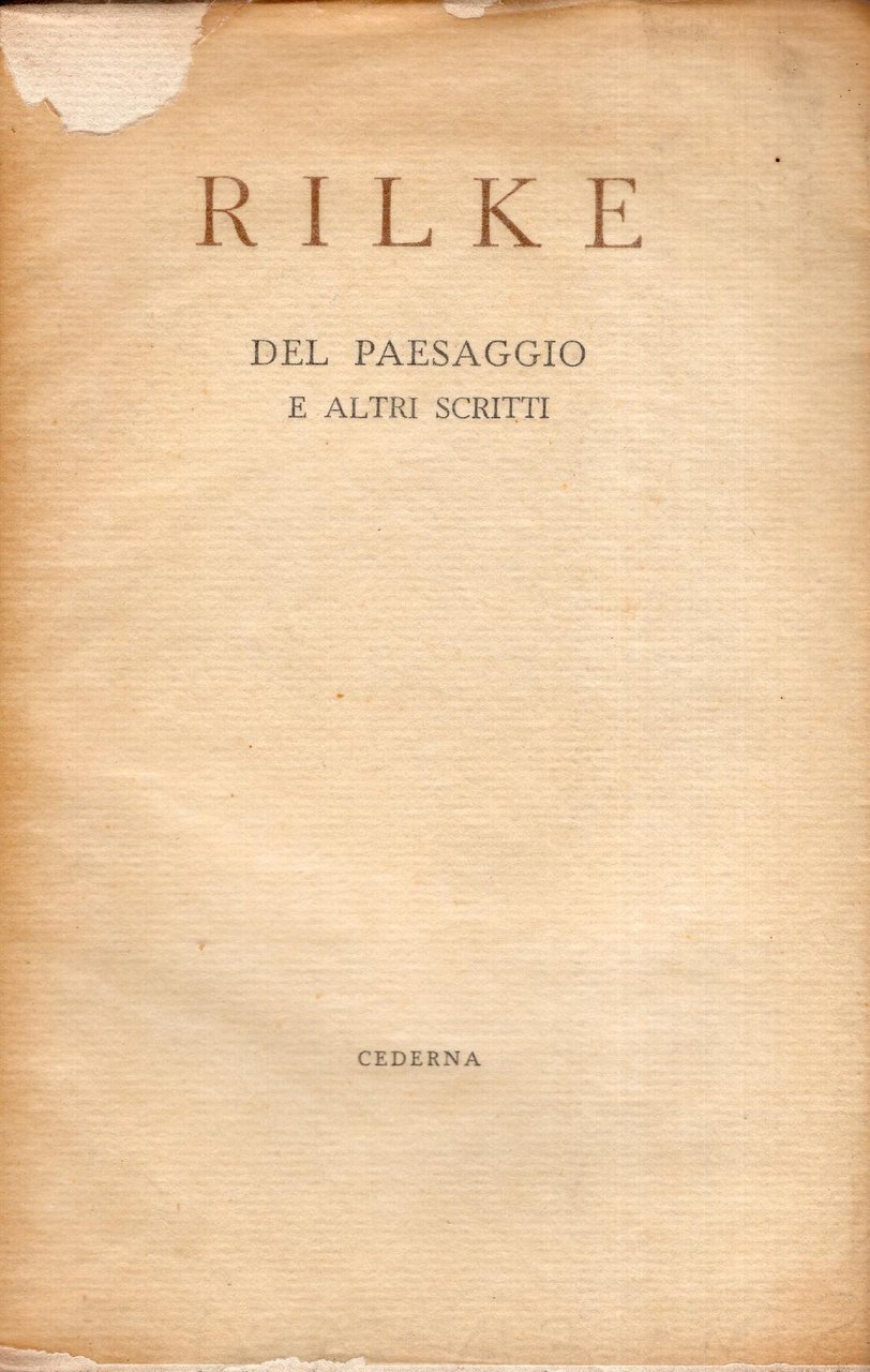 Del paesaggio e altri scritti, a cura di Giorgio Zampa