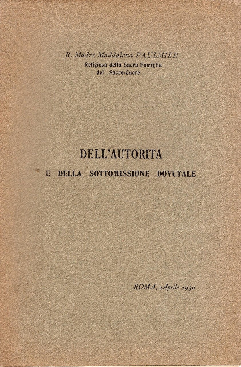 Dell'Autorita e della sottomissione dovutale