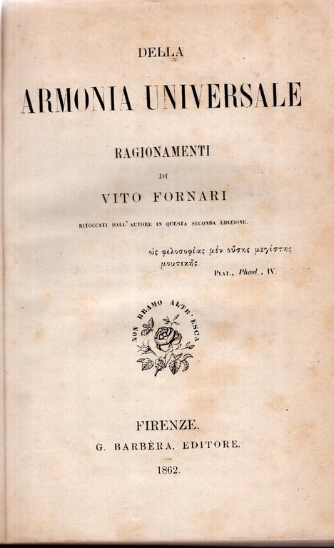 Della armonia universale : ragionamenti, seconda edizione