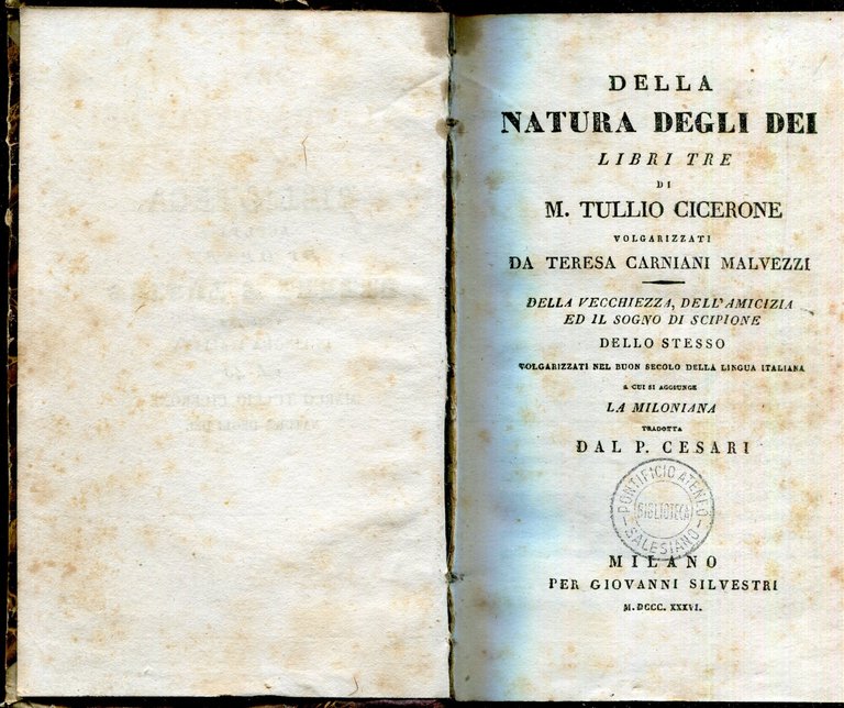 Della natura degli dei : libri tre. Volgarizzati da Teresa … | Immagine Gallery 2