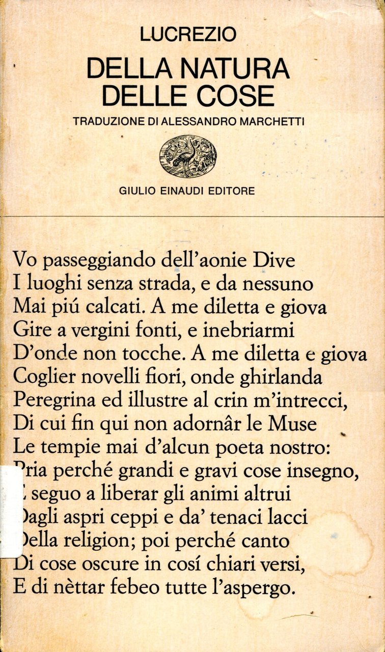 Della natura delle cose. | Immagine principale