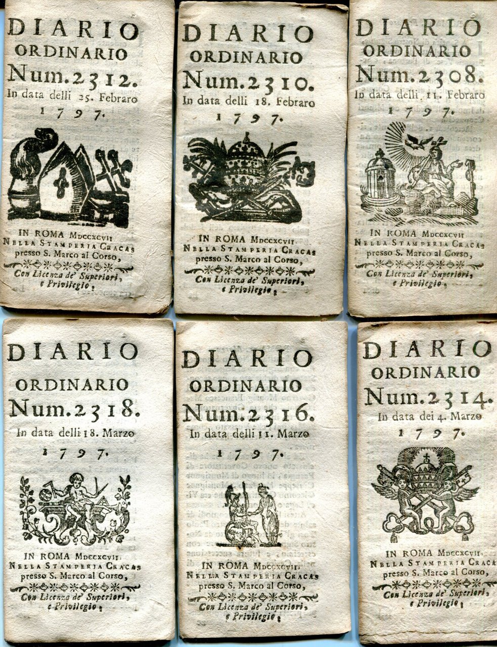 Diario ordinario dal num. 2298 del 7 gennaio 1797 al … | Immagine principale