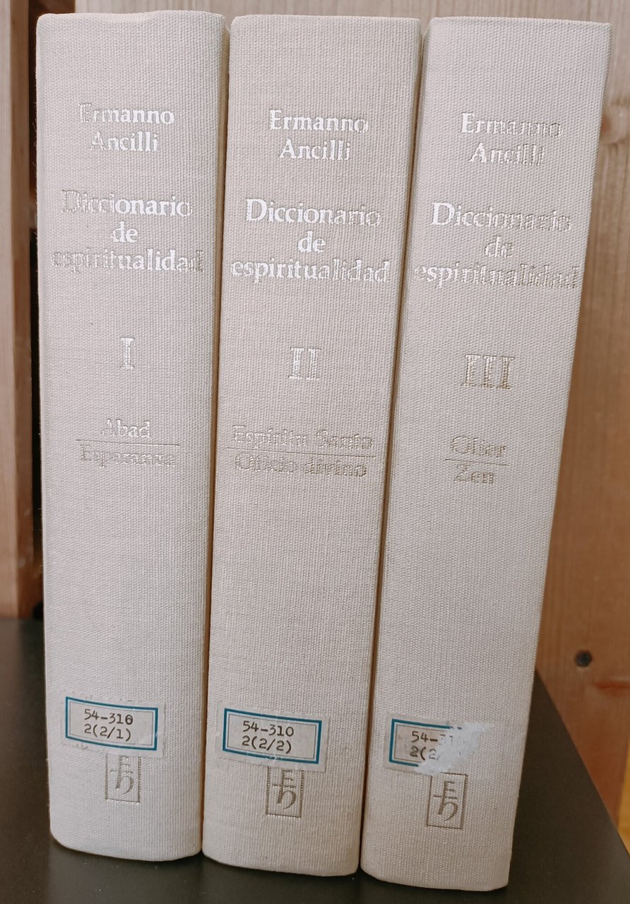 Diccionario de espiritualidad. Tomo primero: Abad-Esperanza. Tomo segundo: Espiritu Santo … | Immagine principale
