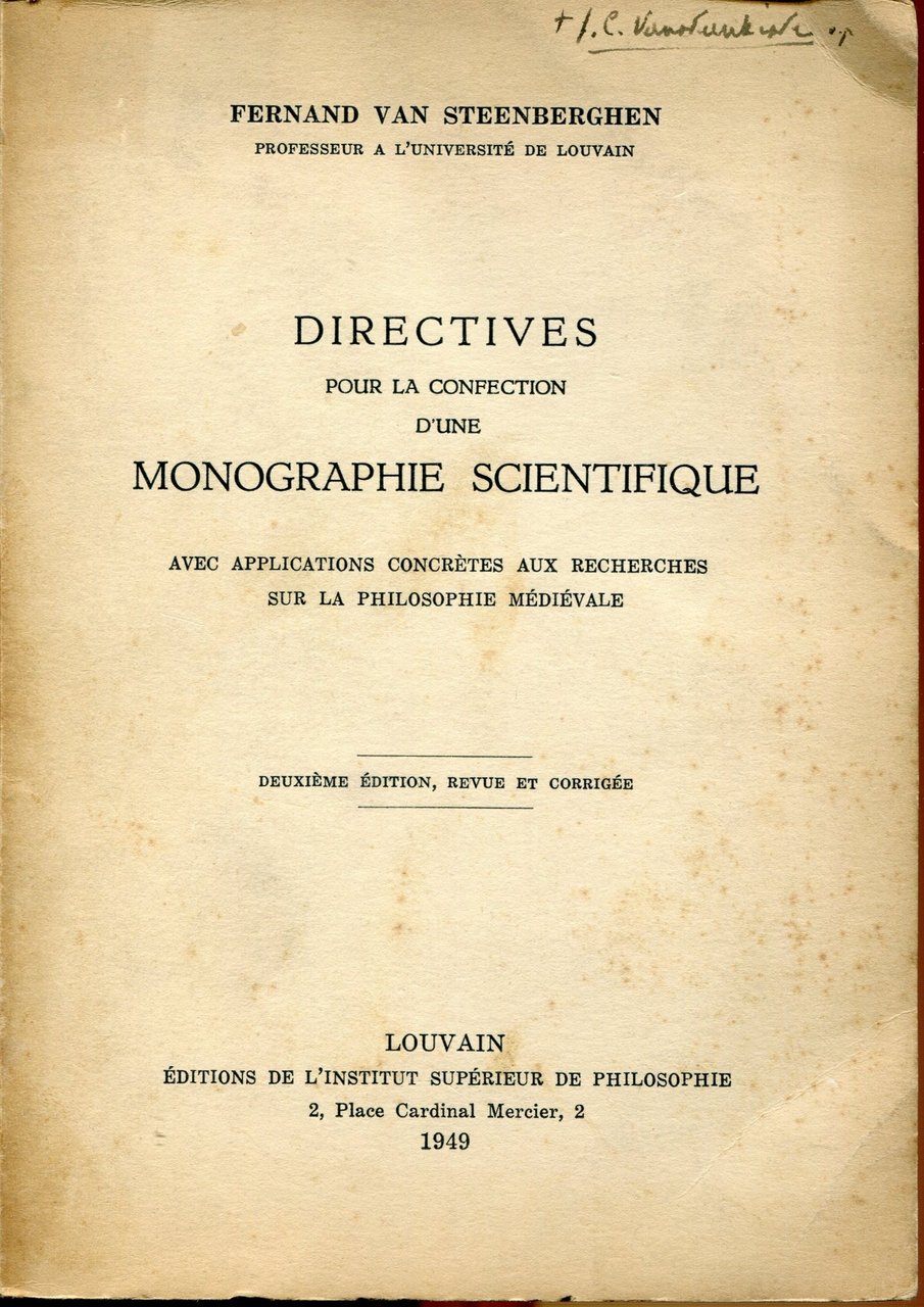 Directives pour la confection d'une monographie scientifique avec applications concretes …