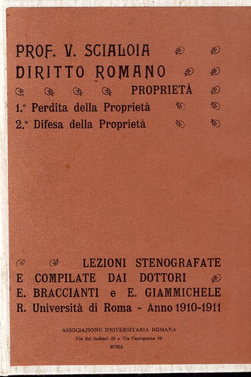 Diritto romano. Introduzione al Corso 1910 -1911. La proprietà. Concetto … | Immagine Gallery 2