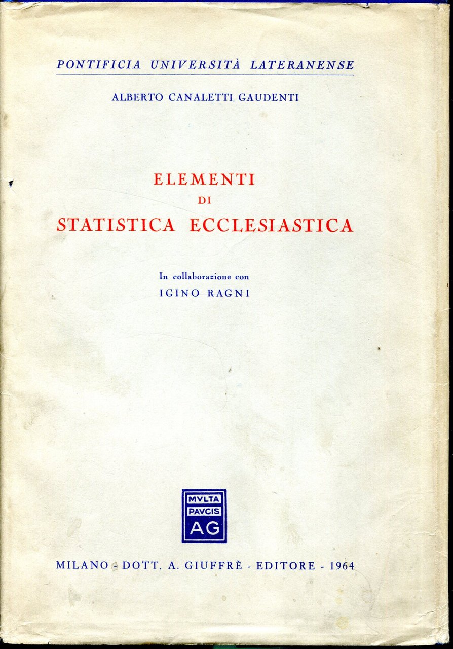 Elementi di statistica ecclesiastica. In collaborazione con Igino Ragni | Immagine principale