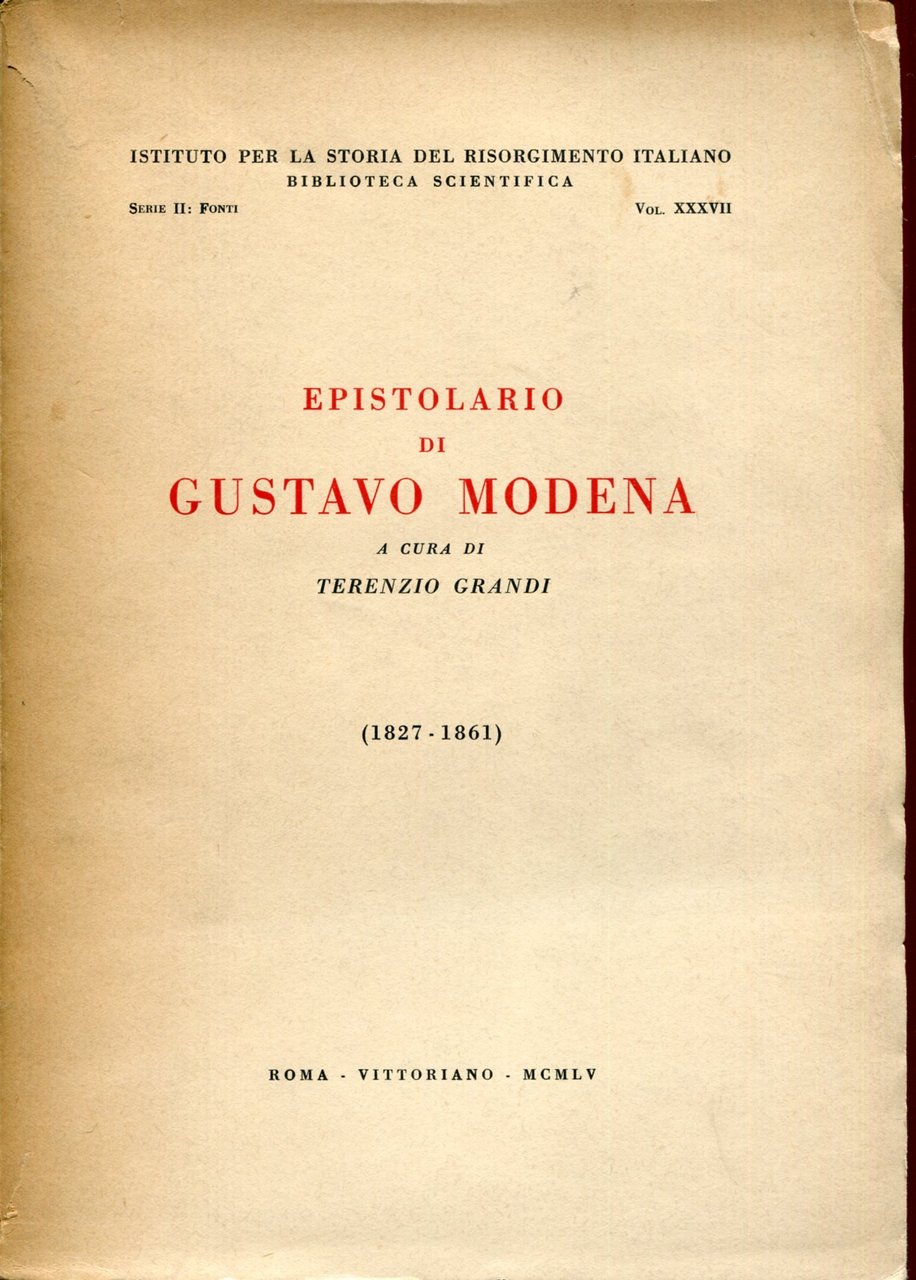 Epistolario di Gustavo Modena | Immagine principale