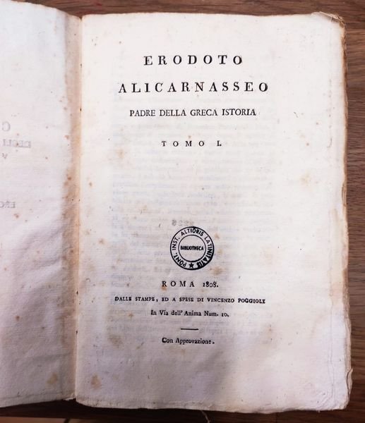 Erodoto Alicarnasseo padre della greca istoria tomo 1. -3.