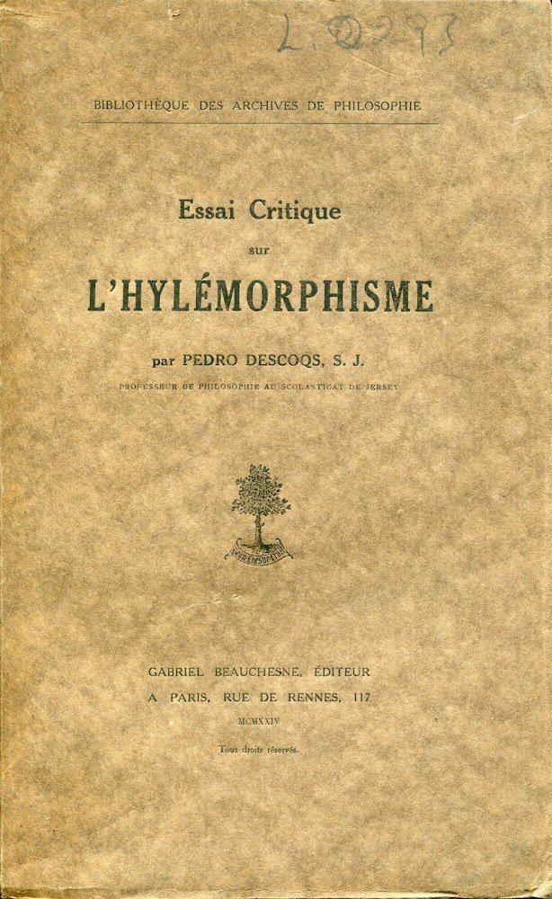 Essai critique sur l'hylémorphisme | Immagine principale
