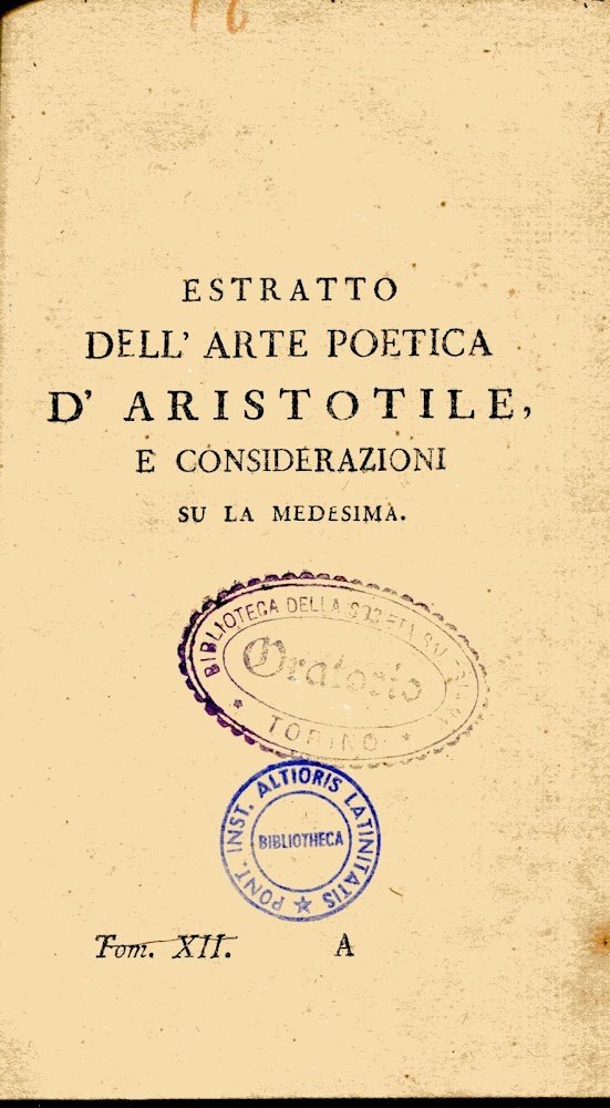 Estratto dell'arte poetica d'Aristotile e considerazioni sulla medesima | Immagine principale