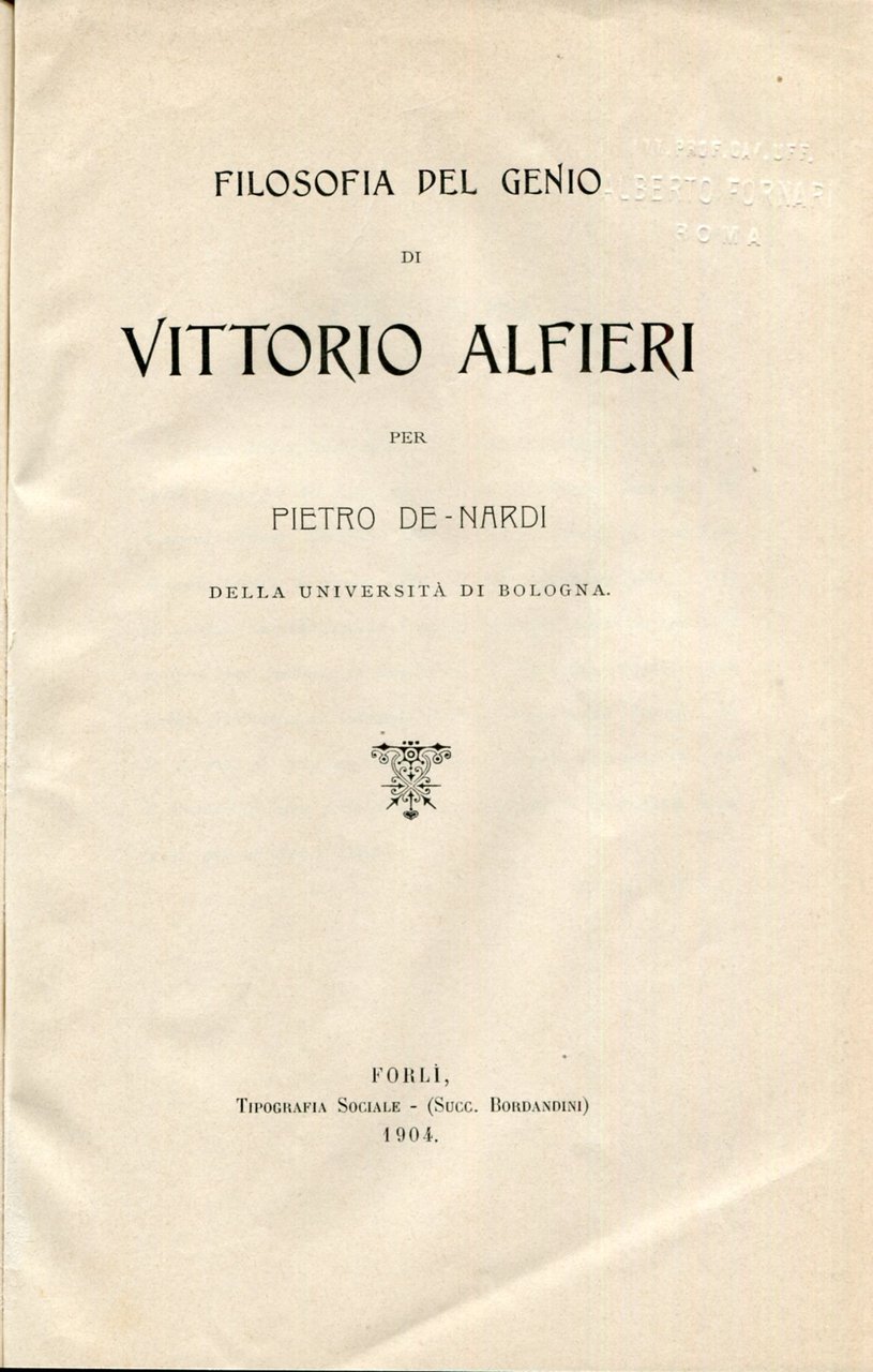 Filosofia del genio di Vittorio Alfieri. | Immagine principale