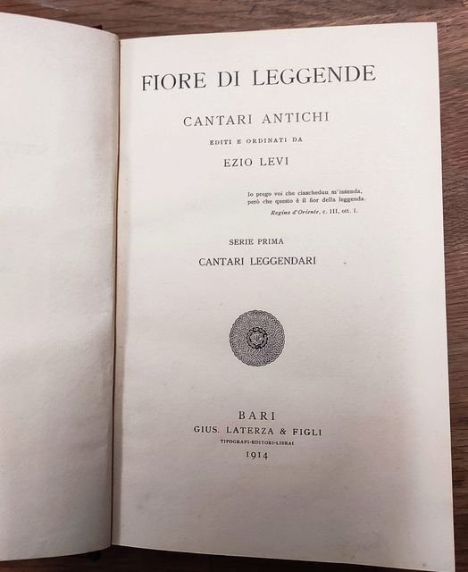 Fiore di leggende : cantari antichi