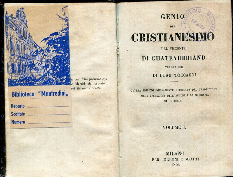 Genio del cristianesimo, traduzione di Luigi Toccagni. 3 Volumi