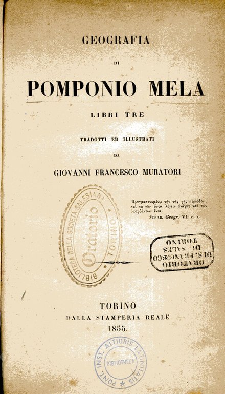 Geografia di Pomponio Mela libri tre