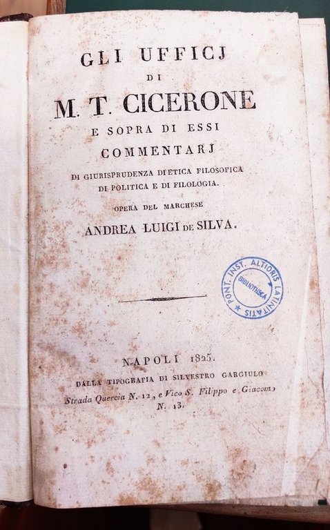 Gli ufficj di M. T. Cicerone e sopra di essi …