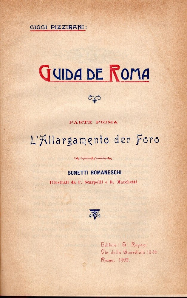 Guida de Roma. Parte prima L'allargamento der Foro. Sonetti romaneschi. … | Immagine principale