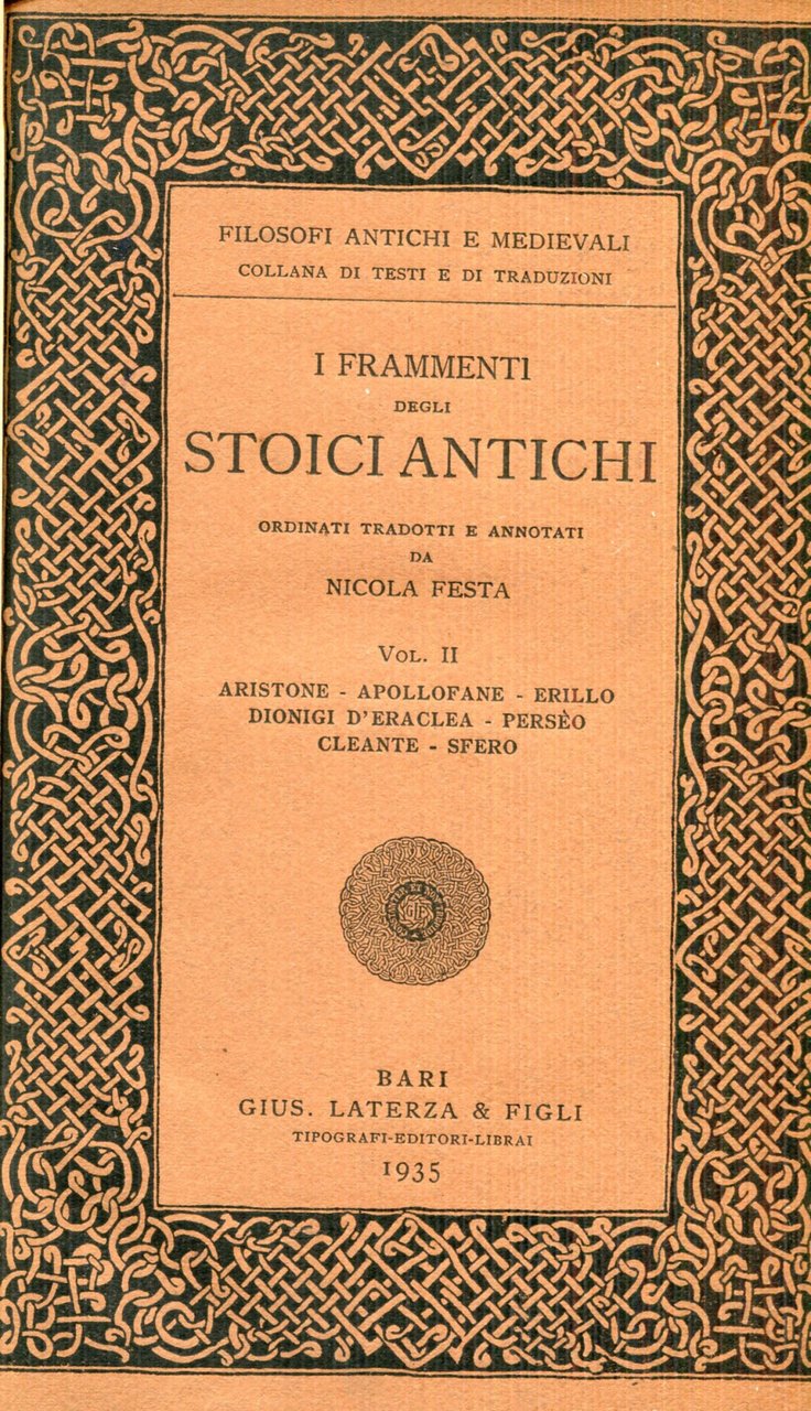 I Frammenti degli Stoici Antichi. Vol.1 Zenone. Vol. 1 2 …