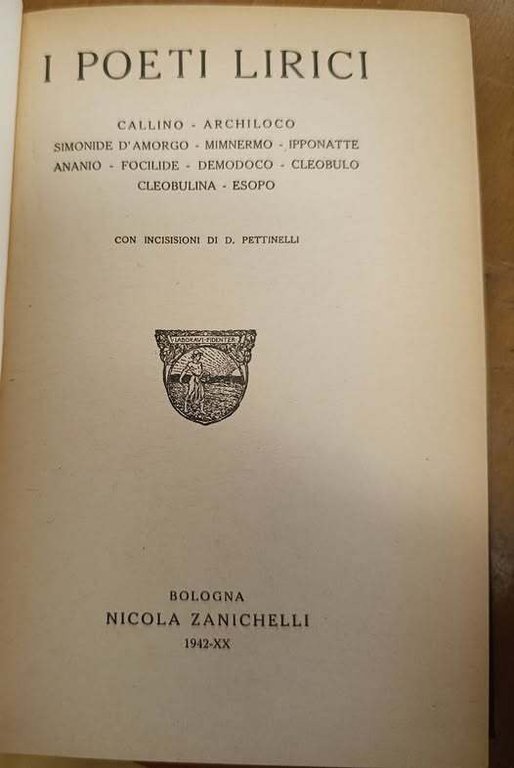 I poeti lirici : Callino, Archiloco, Simonide D'Amorgo, Mimnermo, Ipponatte, … | Immagine Gallery 2
