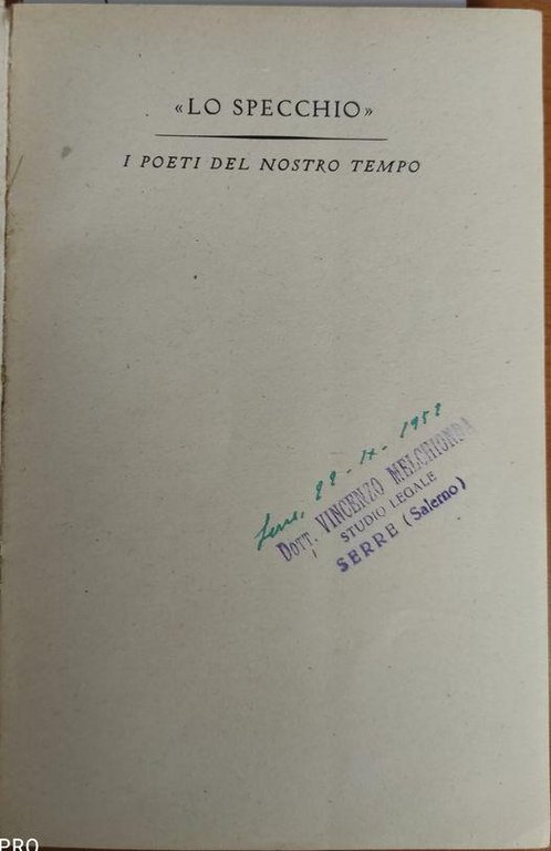 Il libro del forestiero poesie (Lo specchio)