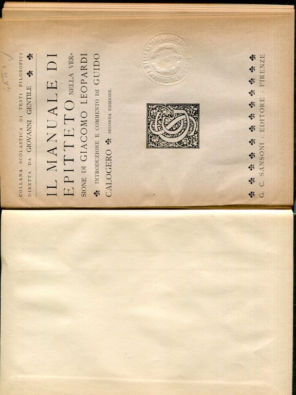 Il manuale di Epitteto. Introduzione e commento di Guido Calogero | Immagine Gallery 2