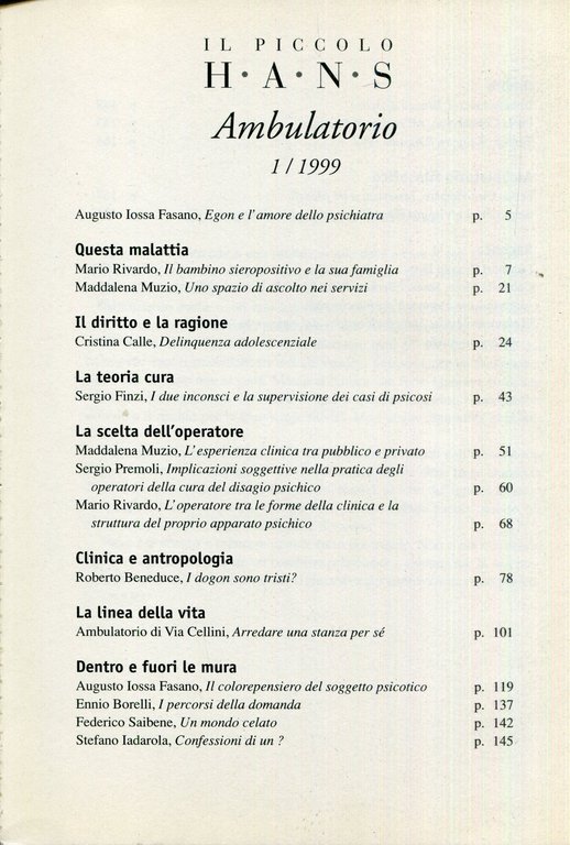 Il piccolo Hans presenta : Ambulatorio : nuove forme dell'operare …