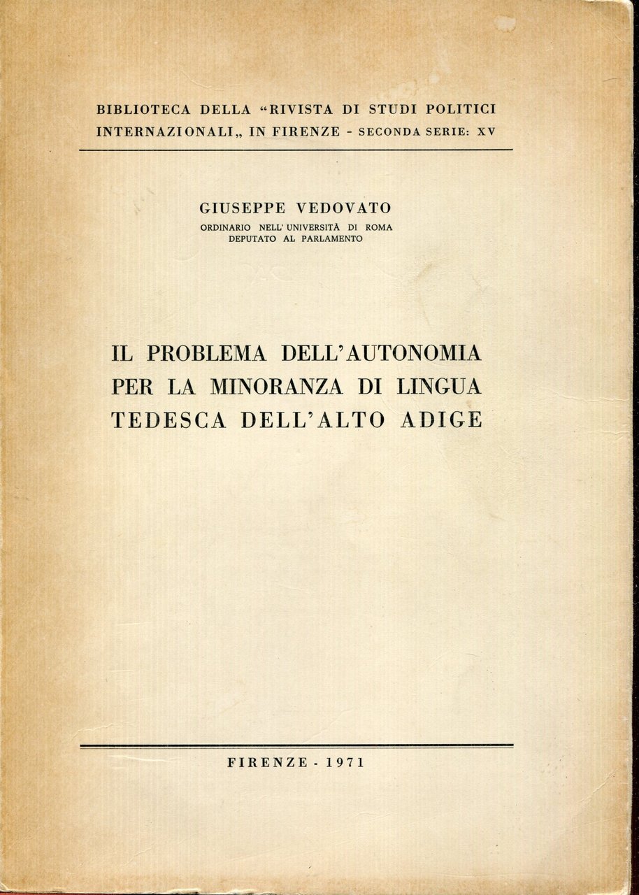 Il problema dell'autonomia per la minoranza di lingua tedesca dell'Alto … | Immagine principale