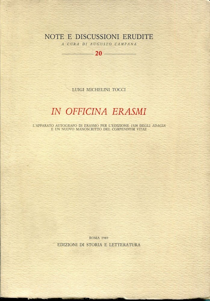 In officina Erasmi, l'apparato autografo di Erasmo per l'edizione 1528 …