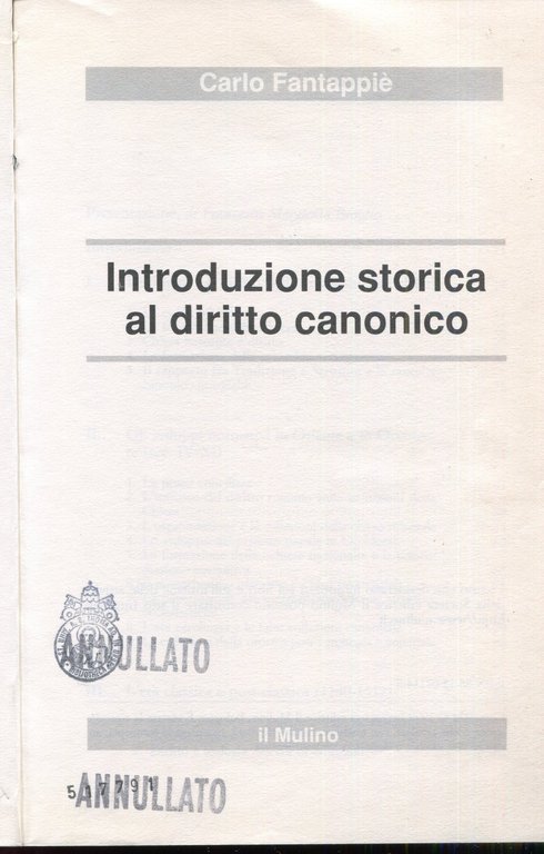 Introduzione storica al diritto canonico