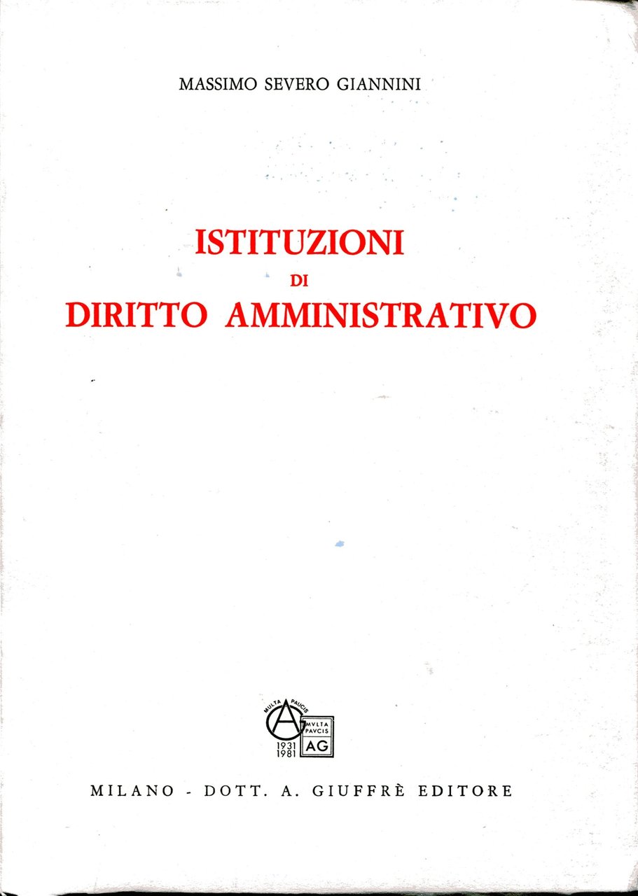 Istituzioni di diritto amministrativo.