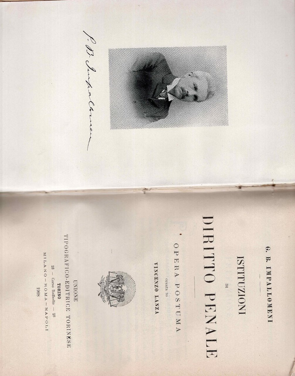Istituzioni di diritto penale. Opera postuma curata da Vincenzo Lanza