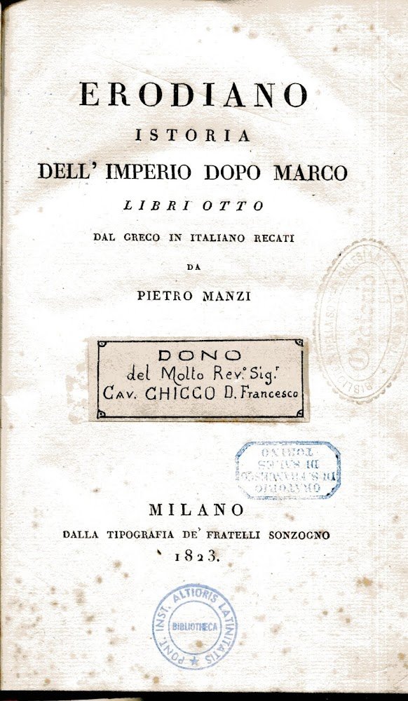 Istoria dell'Imperio dopo Marco. Libri otto dal greco in italiano …