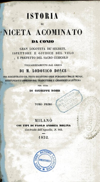 Istoria di Niceta Acominato da Conio gran logoteta de' segreti, … | Immagine Gallery 2