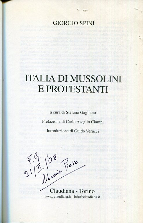 Italia di Mussolini e protestanti