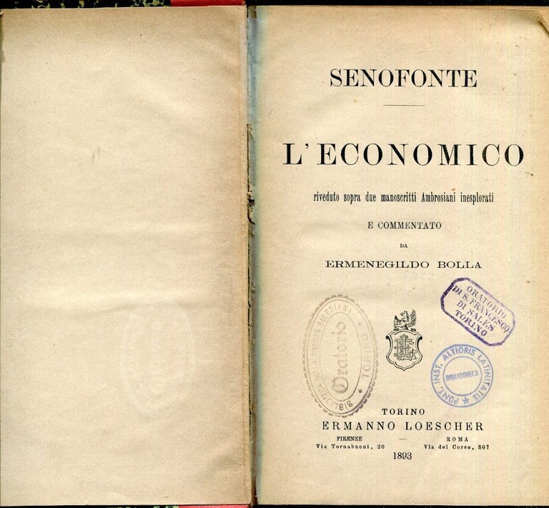 L'Economico, riveduto sopra due manoscritti Ambrosiani inesplorati e commentato da …