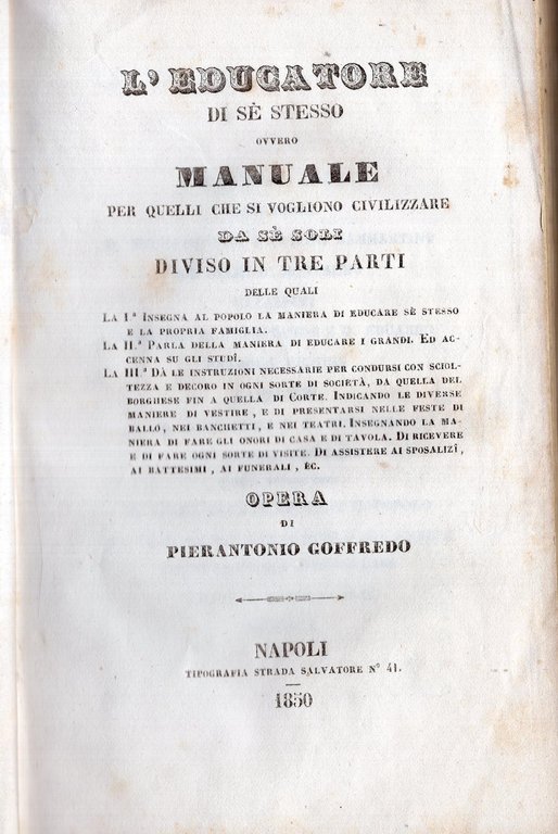 L' educatore di se stesso, ovvero manuale per quelli che …