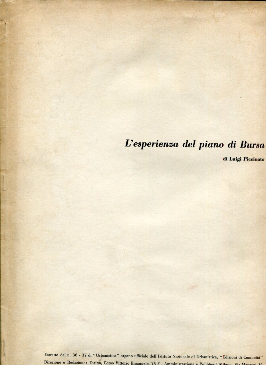 L'esperienza del piano di Bursa