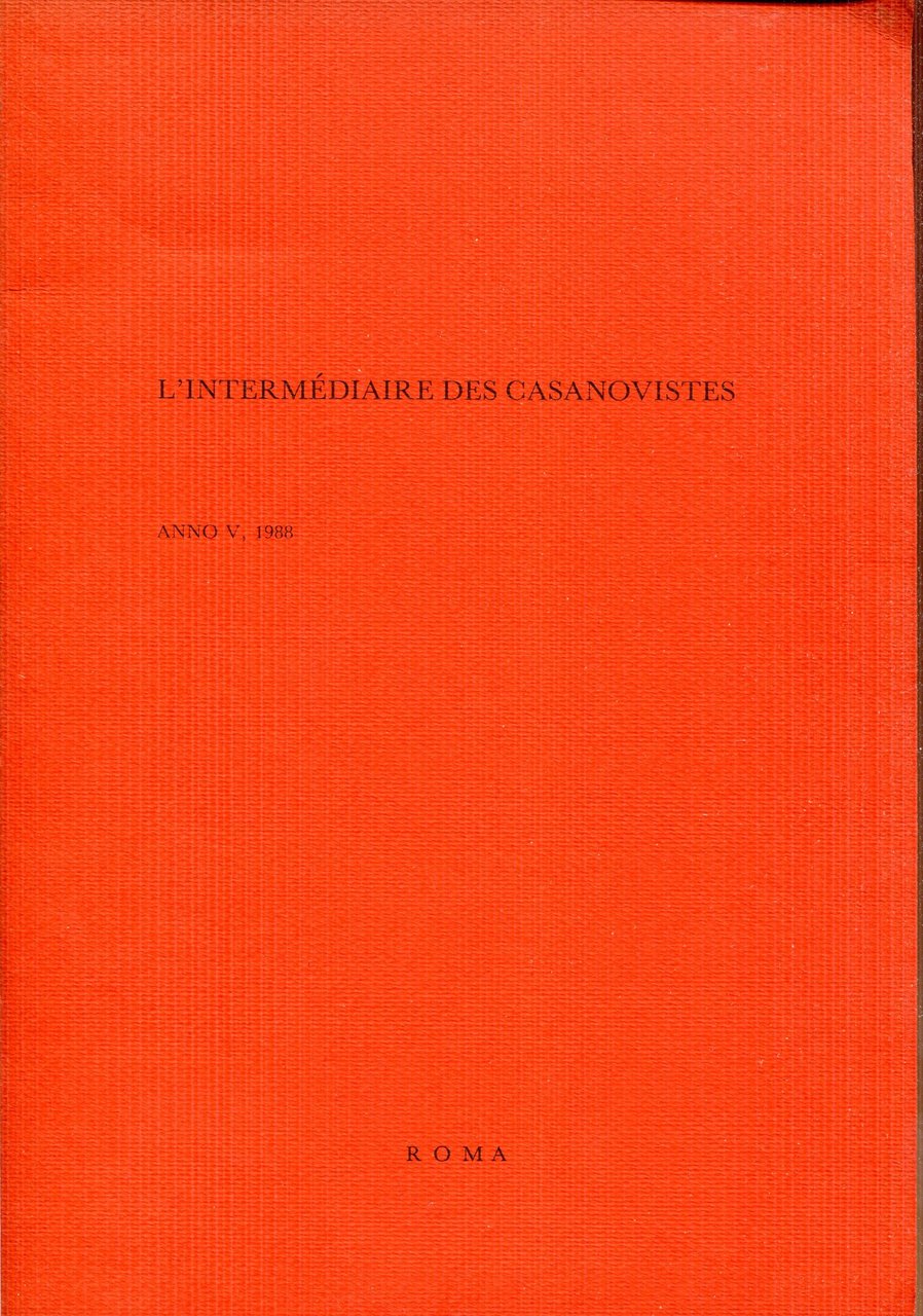 L'intermédiaire des casanovistes : études et informations casanovienne. Anno V, … | Immagine principale