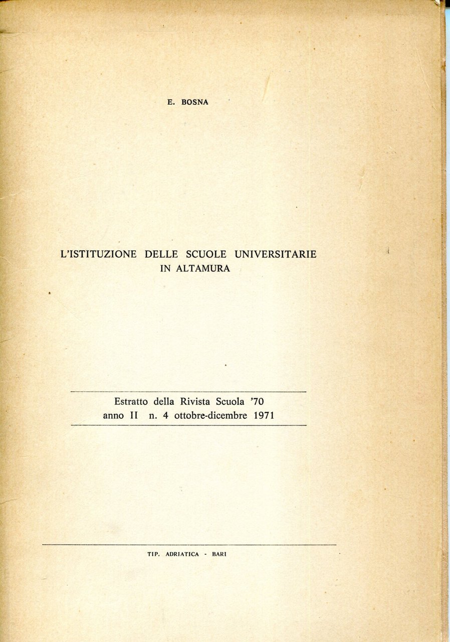L' istituzione delle scuole universitarie in Altamura | Immagine principale