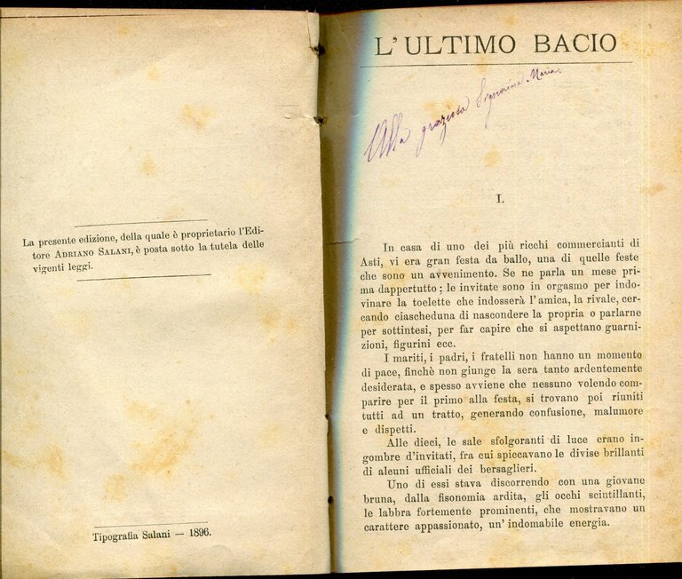 L' ultimo bacio, romanzo storico sociale