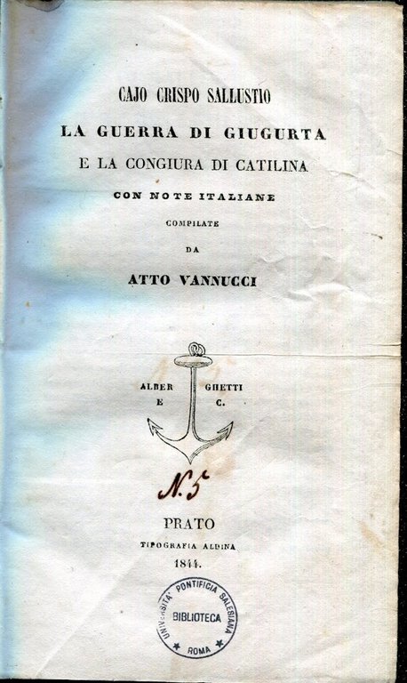 La guerra di Giugurta e la congiura di Catilina, con …