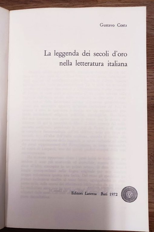 La leggenda dei secoli d'oro nella letteratura italiana