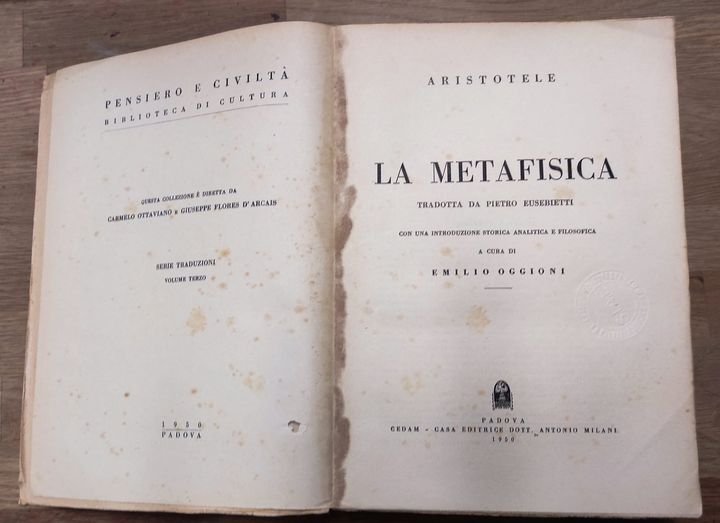 La metafisica, tradotta da Pietro Eusebietti ; con una introduzione …