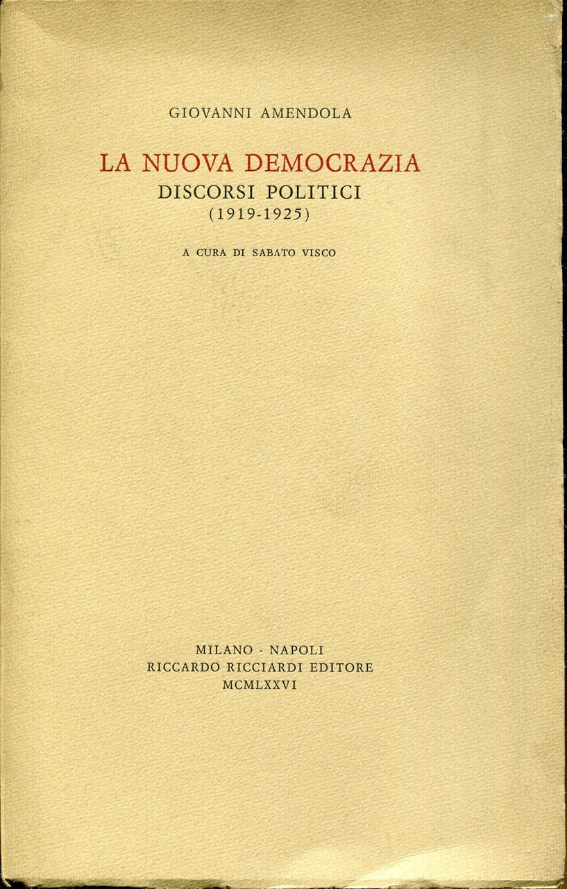 La nuova democrazia : discorsi politici (1919-1925) | Immagine principale
