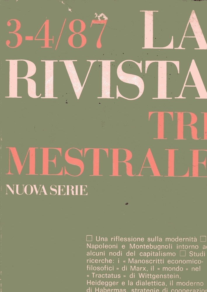 La rivista trimestrale, 3-4/87. Nuova serie. | Immagine principale