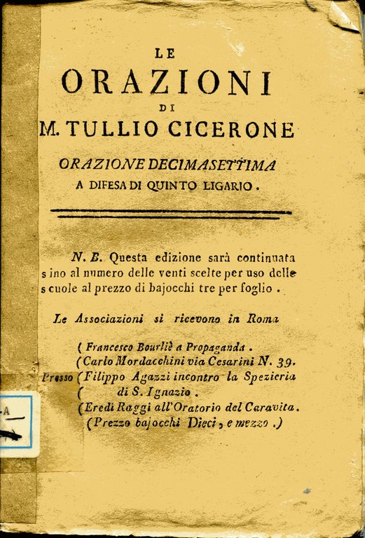Le orazioni di M. Tullio Cicerone nuovamente volgarizzate da Felice … | Immagine Gallery 1