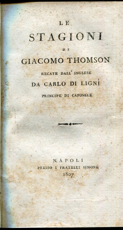 Le stagioni di Giacomo Thomson recate dall'inglese da Carlo di …