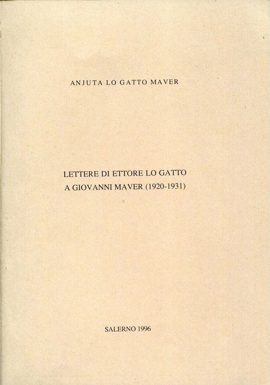 Lettere di Ettore Lo Gatto a Giovanni Maver, (1920- 1931) | Immagine principale