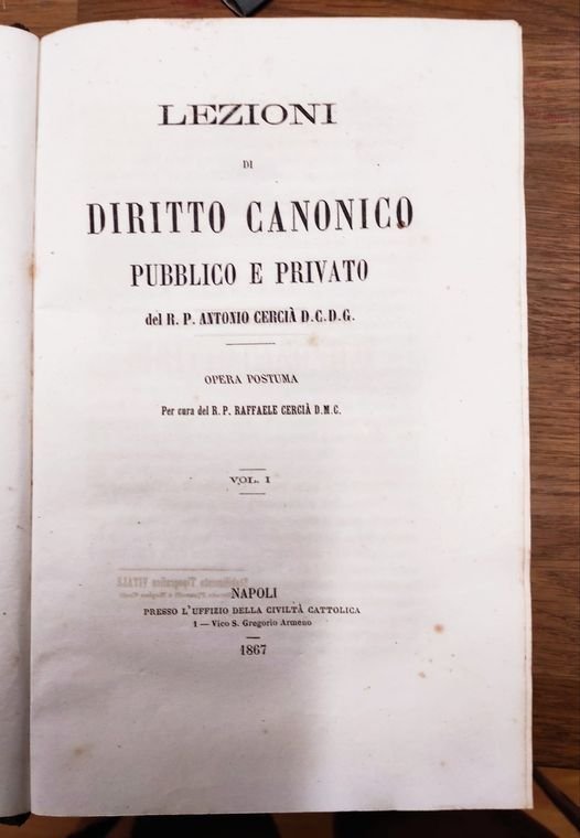 Lezioni di diritto canonico pubblico e privato, opera postuma per …