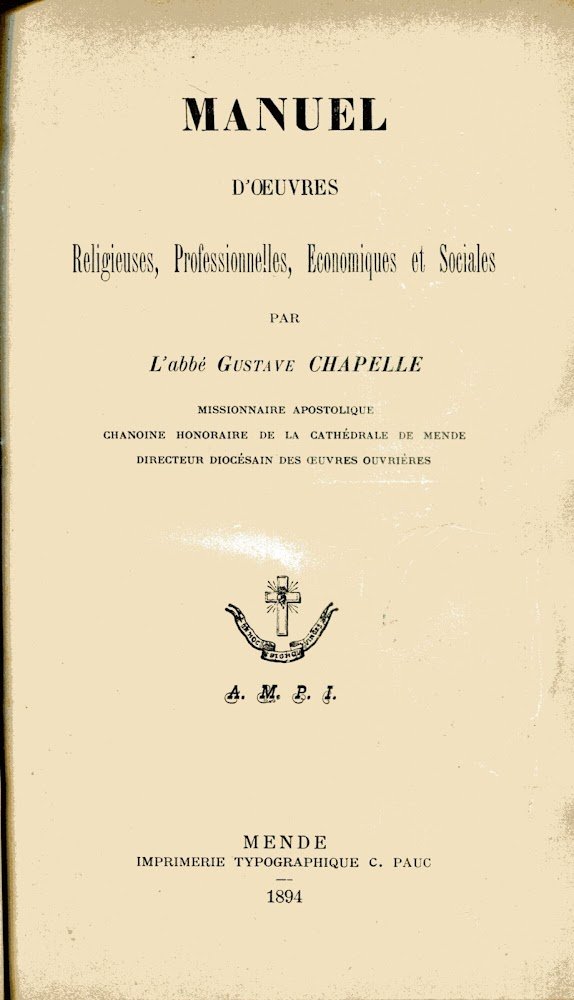 MANUEL D'OEUVRES RELIGIEUSES, PROFESSIONNELLES, ECONOMIQUES ET SOCIALES