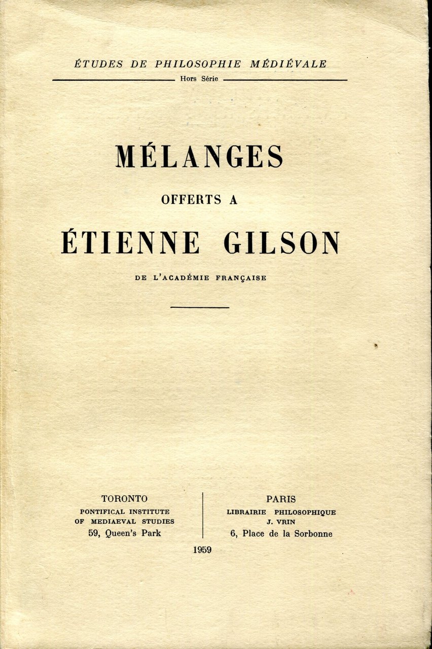 Mélanges offerts à Étienne Gilson